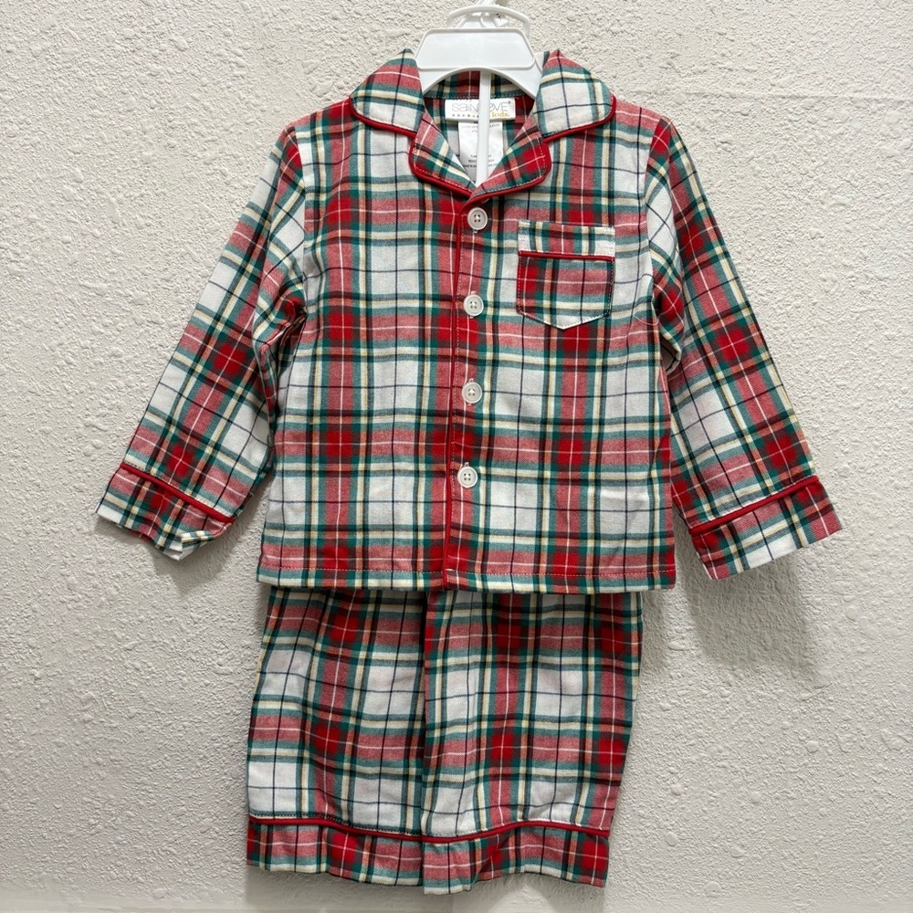 Saint Eve Kids Unisex Toddler Christmas Plaid Pajama Set NEW 2T